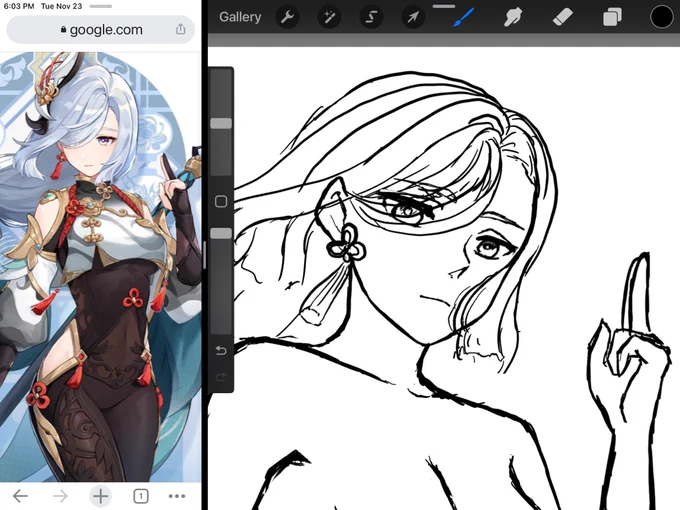 Been sketching the same pose for 12 hours now trying to make it work but the pain is worth it for my Queen :) 