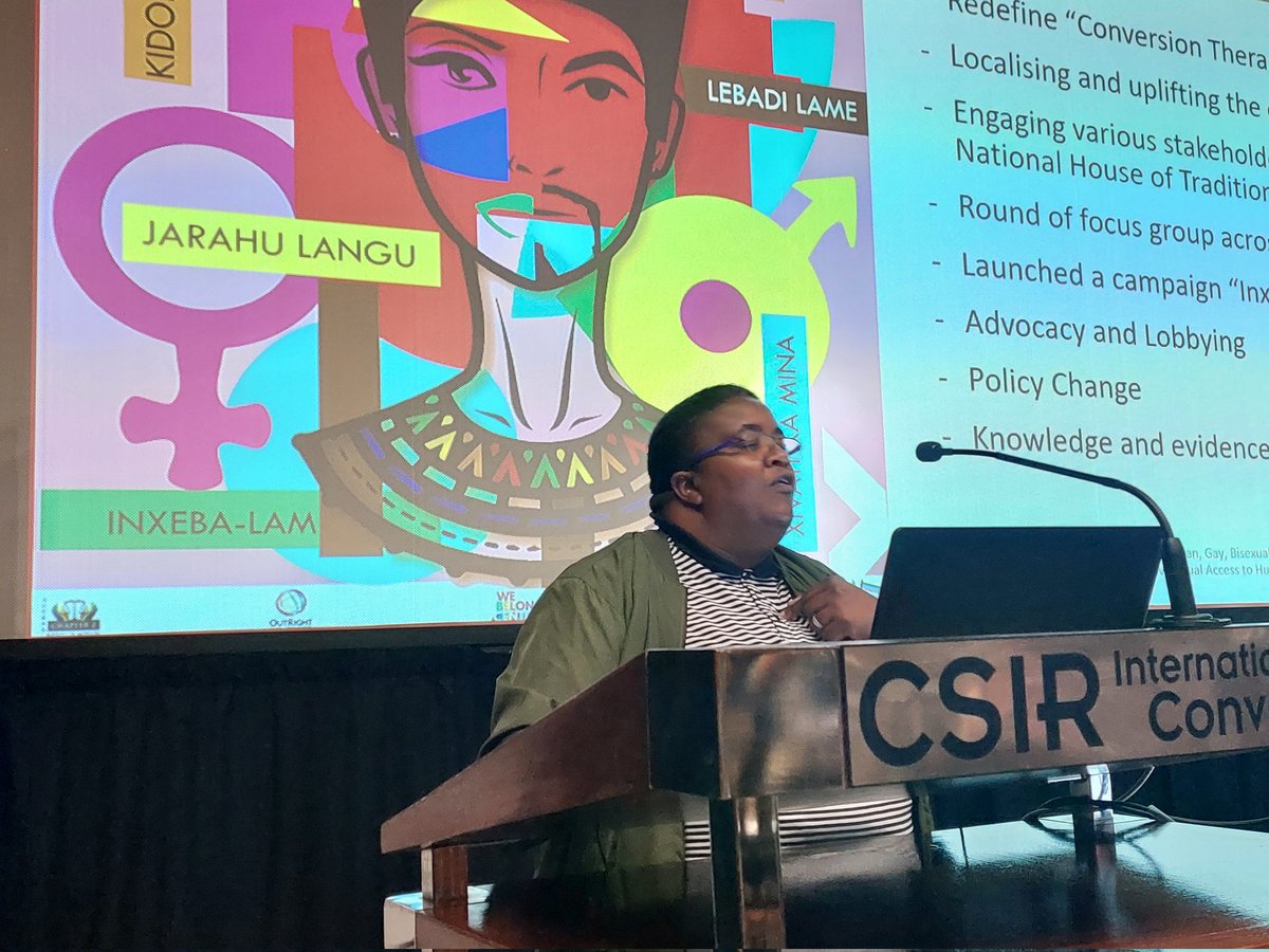 Steve Letsike, presenting a paper he co-authored with Dr Patrick Ntombeni &amp; Prof Anthony Brown on role of #ComprehensiveSexualityEducation in redressing harmful practices such as Conversion Therapy, speaks on the effects of these practices on psycho-social wellbeing of children.