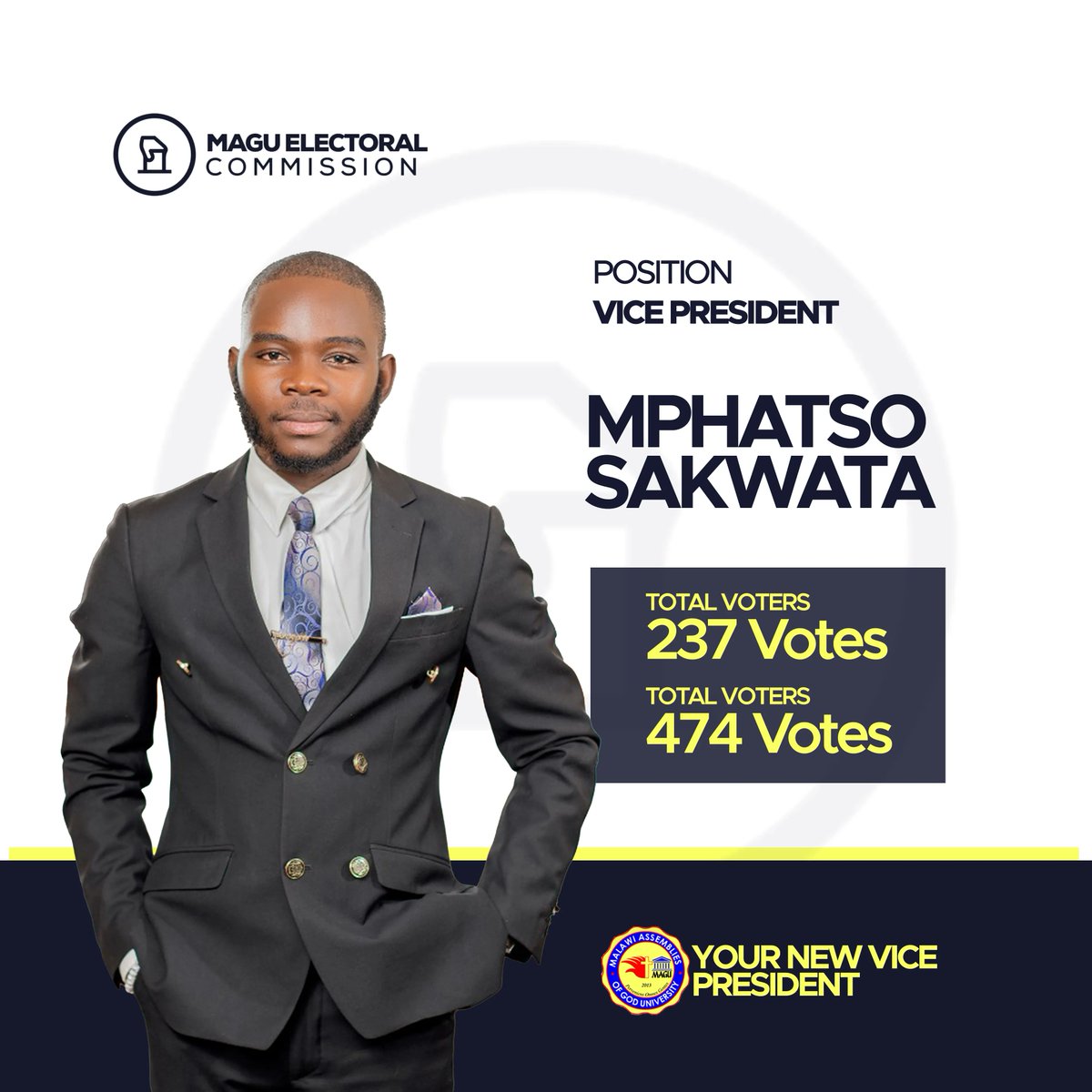 MAGUniversity's tweet photo. MEET YOUR VICE PRESIDENT-ELECT!!!
Mr Mphatso Sakwata https://t.co/uM1Du0ol05