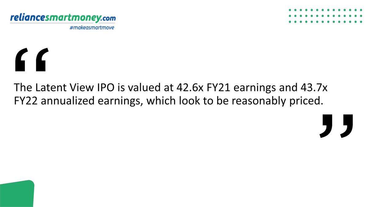 Latent View Analytics shares made a spectacular listing on the stock exchanges today despite overall markets sitting in the firm grip of bears. Read More: cutt.ly/vTGDz66 @FinancialXpress #RelianceSecurities #reliancesmartmoney #makesmartmove #trading #stockmarket