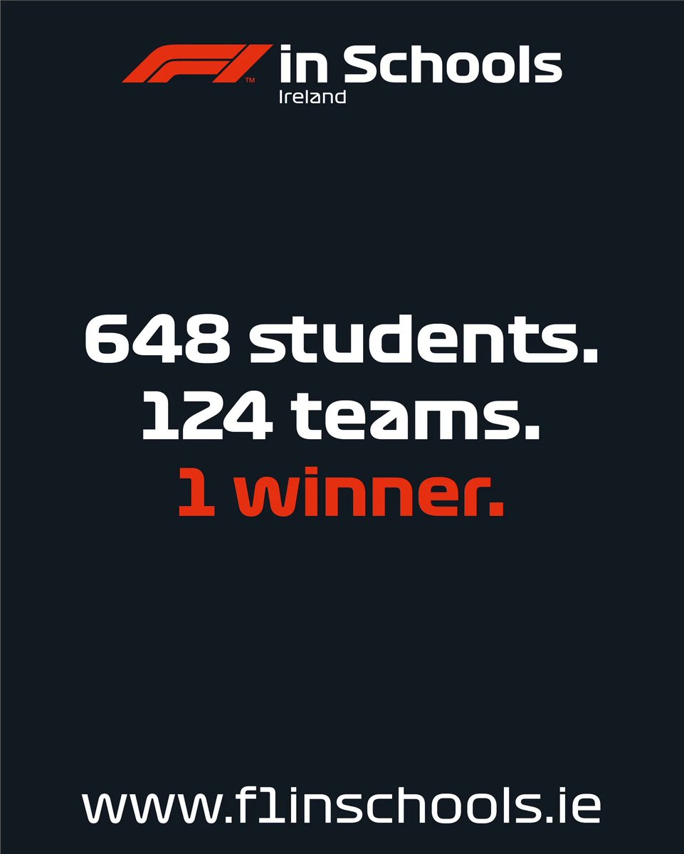 Announcement🚨 An incredible 648 students from 124 teams have taken the challenge and entered F1 in Schools Ireland 2021/22!

Who will lift the CJJ Motorsports Cup next May? Let's find out🏎️ 

#STEM #f1inschools