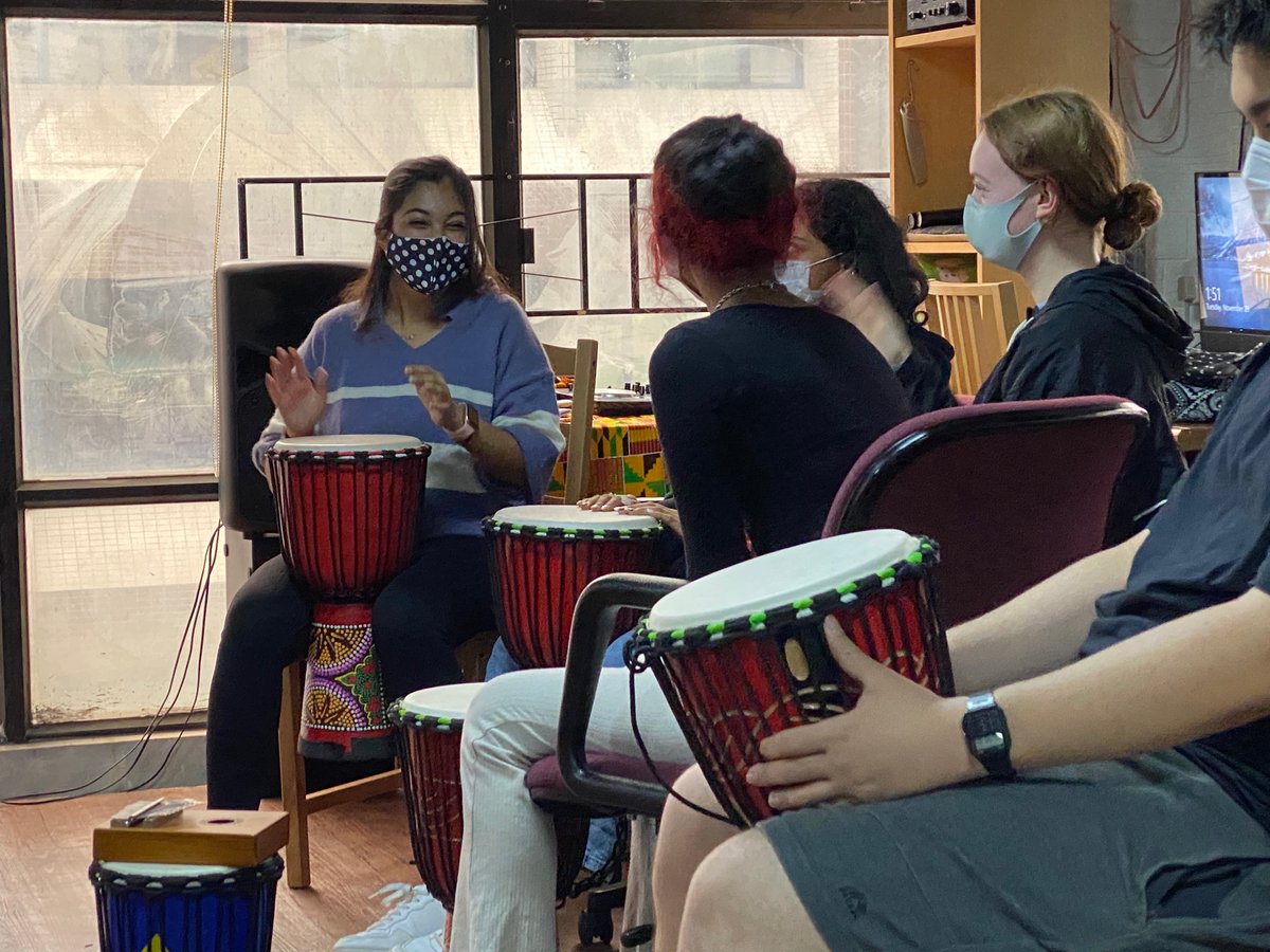 KimberlyW08's tweet photo. AIS students got into the groove of service learning today at The Africa Center HK! Thank you Innocent for teaching us all about African drumming! @OELPAIS @wing_mwing @aishongkong #FG2L2021 #OELP #UNSDs #Beyondtheredbricks https://t.co/LOCYm11Ngi