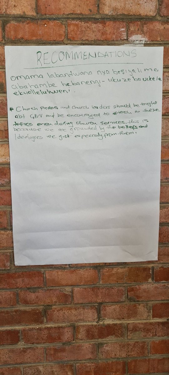nokuthulanyathi's tweet photo. Recommendations from Pumula residents to end violence against women now #STOPGBV #OrangeTheWorld @wildtrustzim @byopra @EmthonjeniWomen @DiakoniaSverige https://t.co/Kb9Ek3jLFs