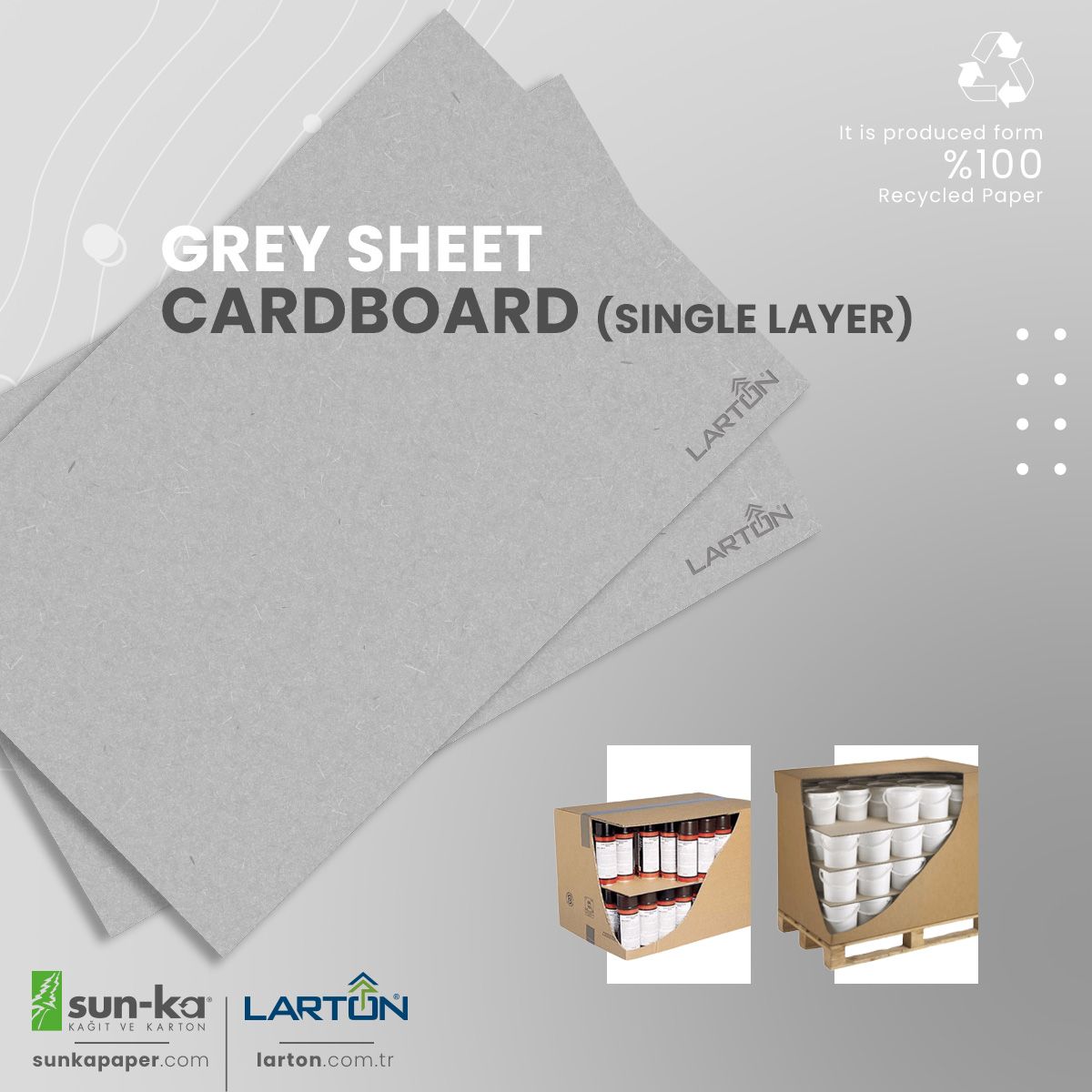 lartonpackaging's tweet photo. This product is made with sizing the reels between the weights of 290 gsm and 480gsm which we produce from 100% recycled paper. It is used as separator.
#cardboard #greysheet #singlelayer #larton #sunka https://t.co/V5CJRAJJbh