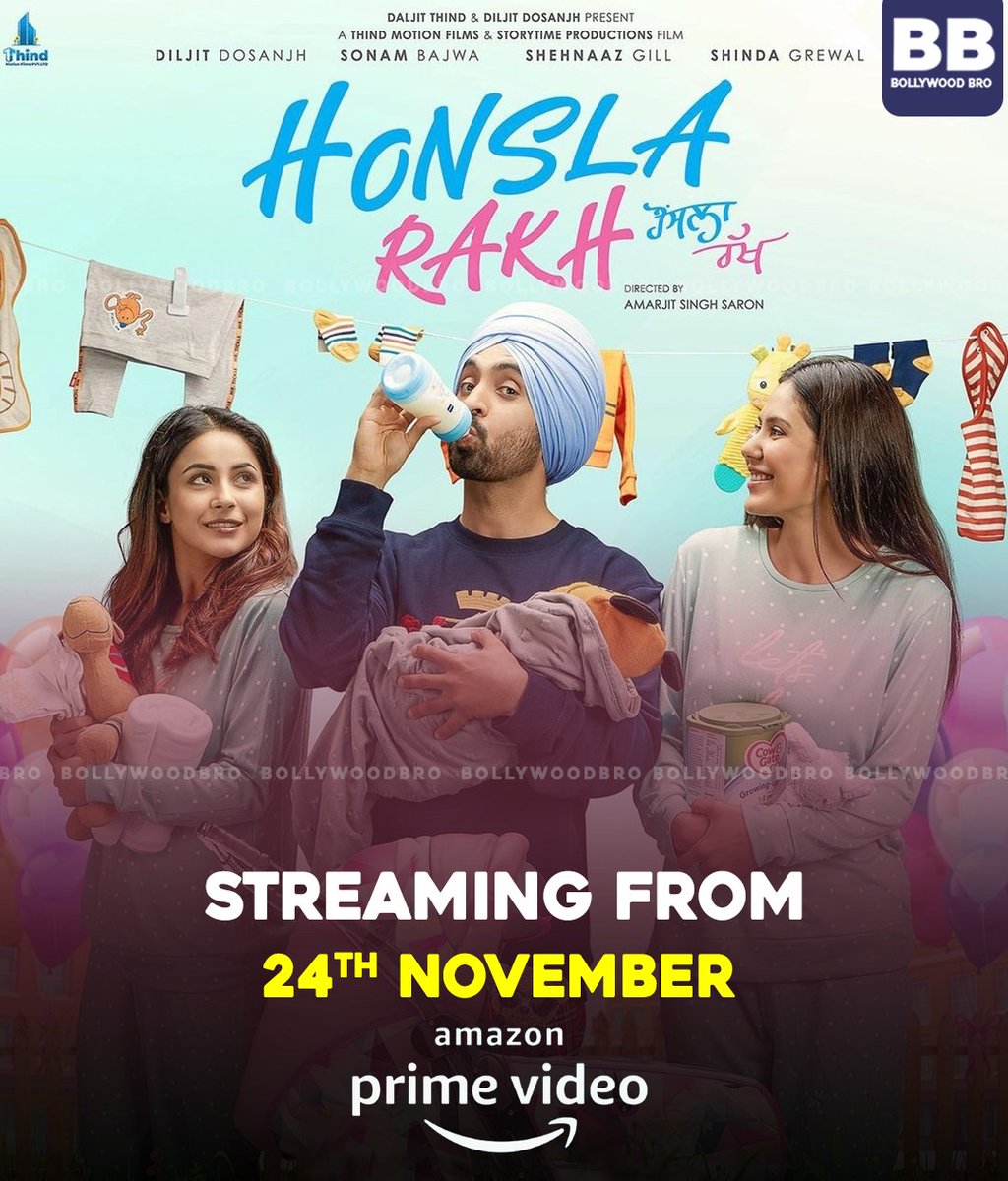 #HonslaRakh Starring : #DiljitDosanjh, #ShehnaazGill, #SonamBajwa, #ShindaGrewal
Streaming From 24th Nov on @PrimeVideoIN 
@diljitdosanjh @ishehnaaz_gill