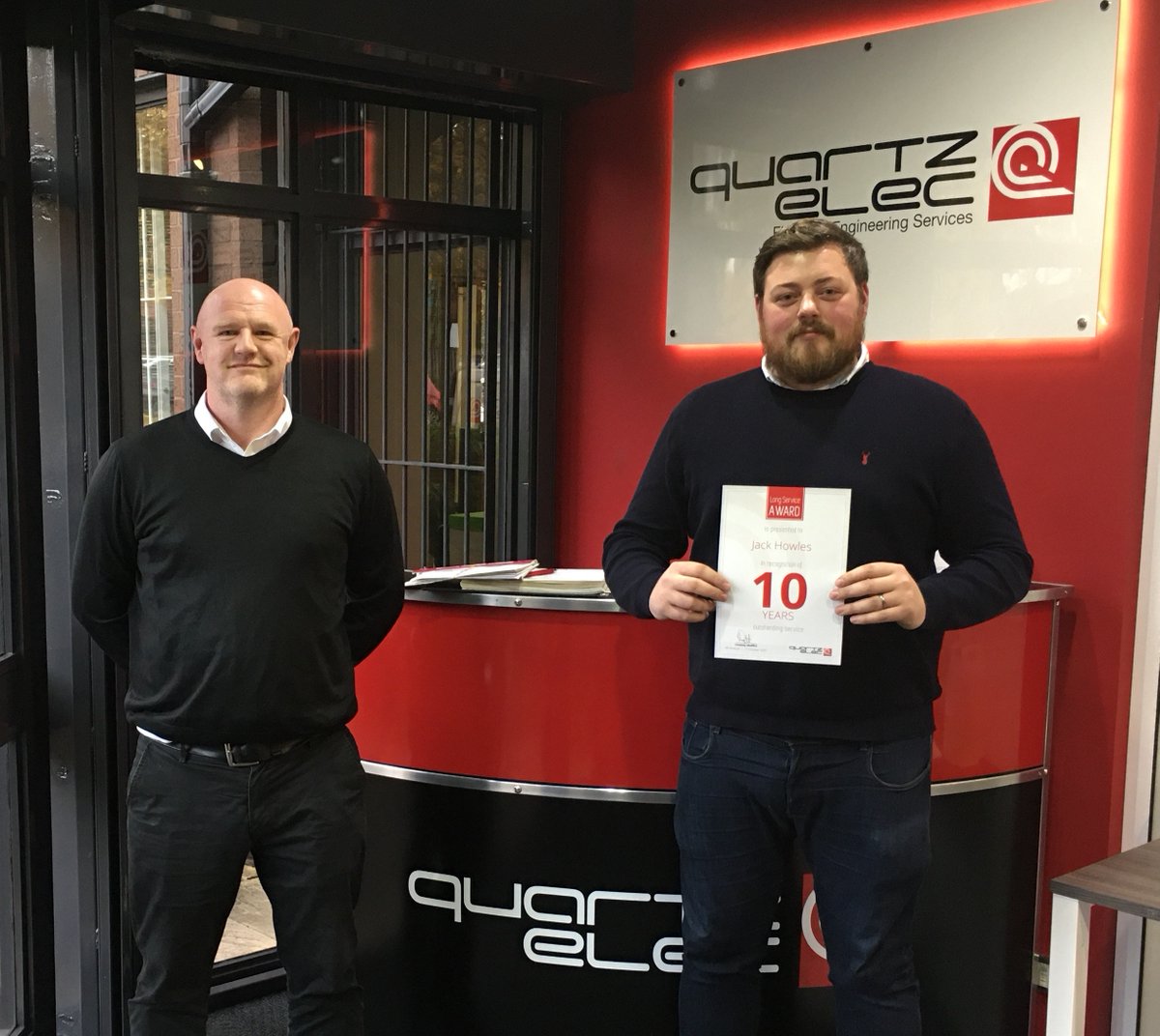 quartzelecltd's tweet photo. Well done to Jack Howles, Contracts Engineer from our #Utilities team on your 10 Years' Long Service Award.
Thank you for your hard work, effort and continuing commitment which is greatly appreciated.
Congratulations!
#10YearsService #RewardAndRecognition #QuartzelecPeople https://t.co/QPXRYMaC50