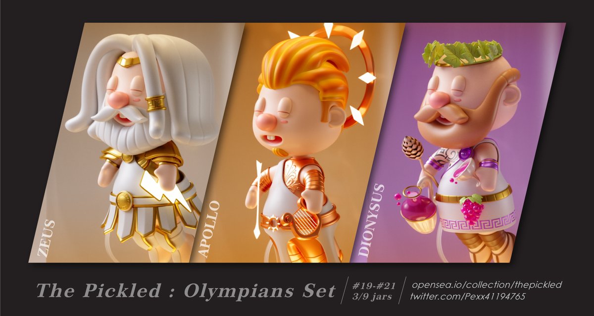Pexx41194765's tweet photo. ✨The Pickled 3rd set ✨"The Olympians"✨
🌟Drop Now!!!🌟
...and many more to comes...cheers 😄✨
https://t.co/KdpsVrtBwe
No.#19-#21 (3/9 Jars)
#thepickled #nftcollector #NFTCommunity #NFTartist #nftart #NFTartists #NFTTHAILAND #NFTs https://t.co/a8rTVc3kHt