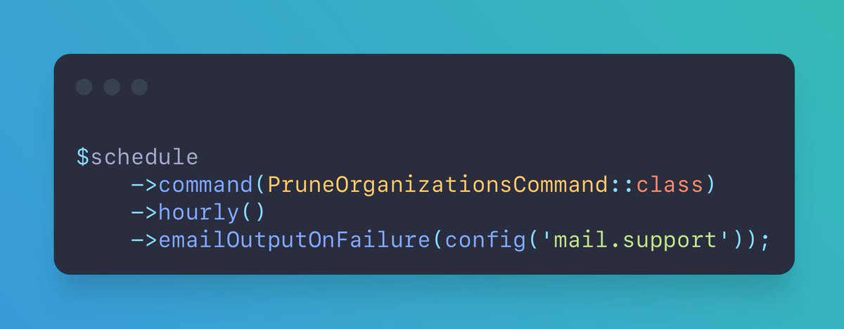 Laravel can automatically notify you by email when a scheduled job fails