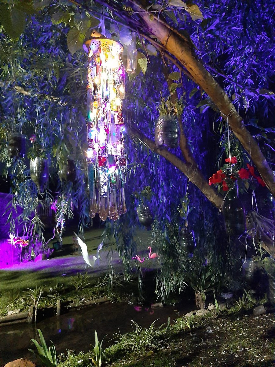 umcebodesign's tweet photo. So nice to see the wind chime we made for client Tammy Hogendoorn hanging in her amazing midnight phantasy garden, which she has created at her beautiful Kloof home. Happy to see our work so beautifully displayed and enjoyed 🙏 https://t.co/7mI4LvHwH7