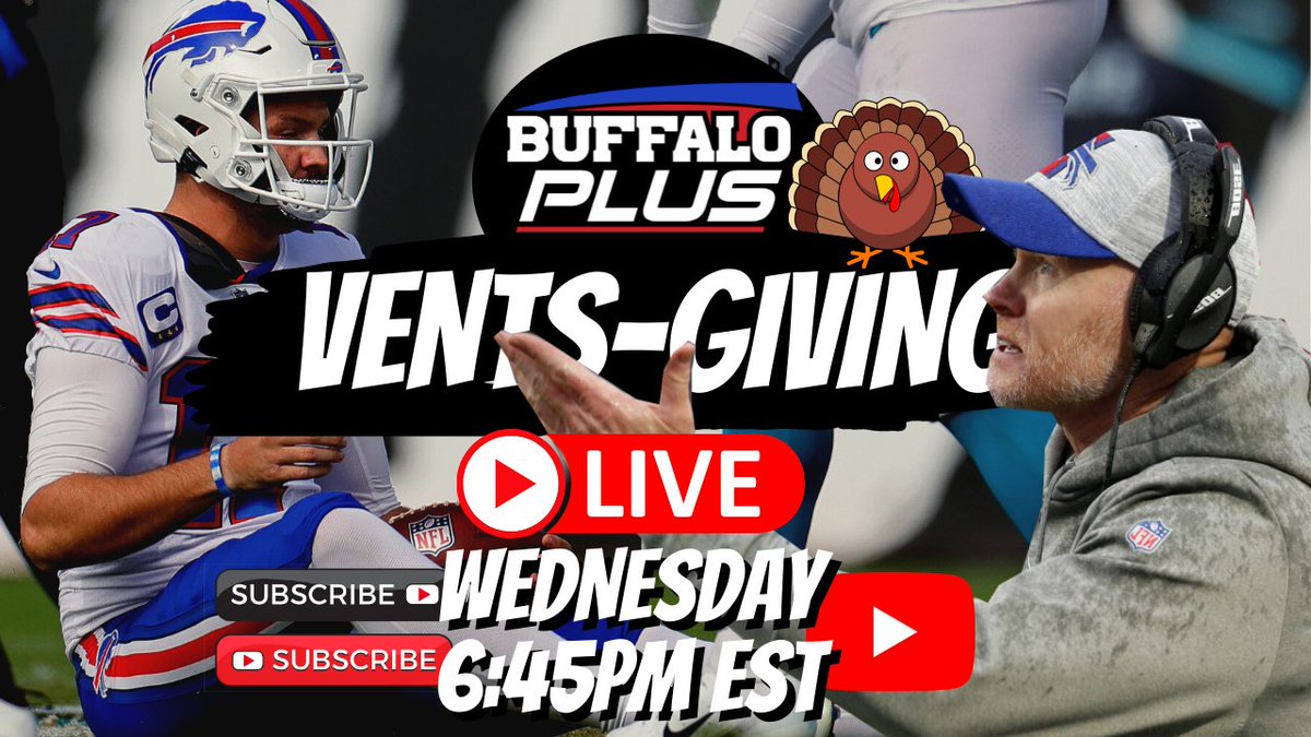 MikeCatalana's tweet photo. Join us Wednesday night from New Orleans for Vents-Giving. Your chance to VENT about what's wrong with #Bills & what needs to be done to fix it. Join @danfetes @JennaCottrell & me for your takes on this team. Live from NOLA on #BuffaloPlus @YouTube channel at 6:45 #BillsMafia https://t.co/tn9KzFo1e2