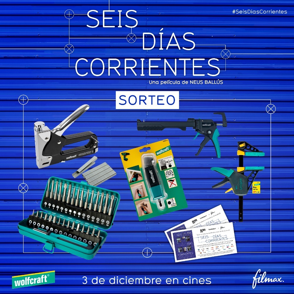 Wolfcraft_es's tweet photo. ¿Quieres pasar 1 buen rato y GANAR 1 PREMIO?

Hasta el 29.11.21

ENTRADA para SEIS DIAS CORRIENTES+REGALOS

Para participar:
-Dale al like y Retweet
-Sigue a FILMAX👉@filmax

PRÓXIMO 3 DICIEMBRE EN CINES

¡QUERRÁS VOLVER A VERLA!

#wolfcraft #SeisDiasCorrientes #diy #cine #sorteo https://t.co/0hhtbSlf3V