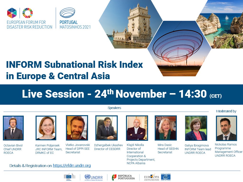UNDRR Europe & Central Asia (@undrr_eca) on Twitter photo Watch our LIVE session at #EFDRR2021 on the tools developed by INFORM for #Caucasus #CentralAsia #SouthEasternEurope to better understand #risk and learn from experts <a href="/NikRamo/">Nick Ramos</a> <a href="/V22002/">vlatko jovanovski</a> <a href="/DasicJ/">Mira J. Dasic</a> about measures to improve #DRR regional & national strategies! ➡️ow.ly/TwXw50GN7qH Watch our LIVE session at #EFDRR2021 on the tools developed by INFORM for #Caucasus #CentralAsia #SouthEasternEurope to better understand #risk and learn from experts <a href="/NikRamo/">Nick Ramos</a> <a href="/V22002/">vlatko jovanovski</a> <a href="/DasicJ/">Mira J. Dasic</a> about measures to improve #DRR regional & national strategies! ➡️ow.ly/TwXw50GN7qH