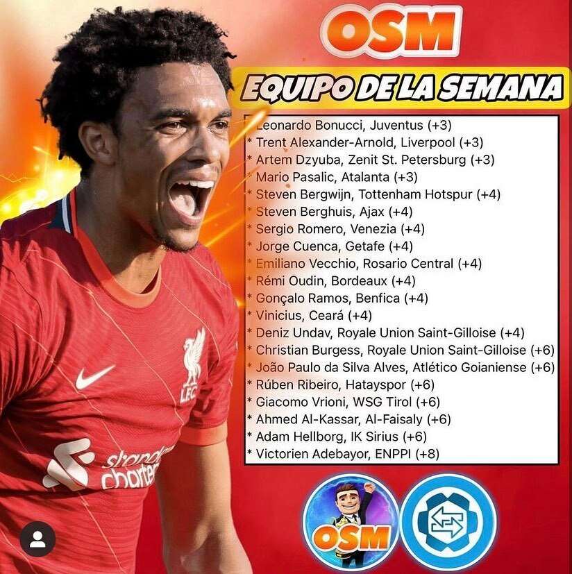 osmtransfer's tweet photo. ❗️Los jugadores En Forma de la semana en OSM 2022, ya disponible en la app @osmtransfer ❗️

📌23-11-2021📌 https://t.co/iiNYXfwyRF