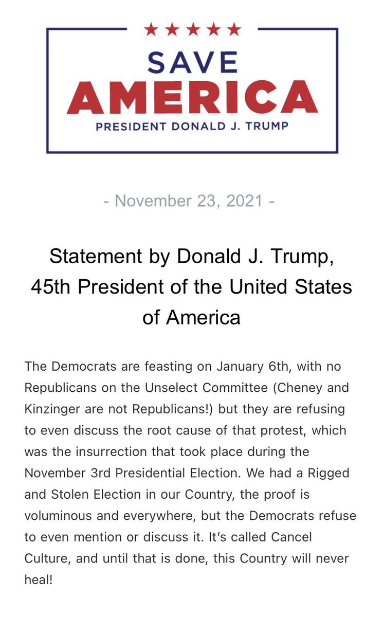 RSBNetwork's tweet photo. Statement by Donald J. Trump, 45th President of the United States of America https://t.co/diSmXHf5jk