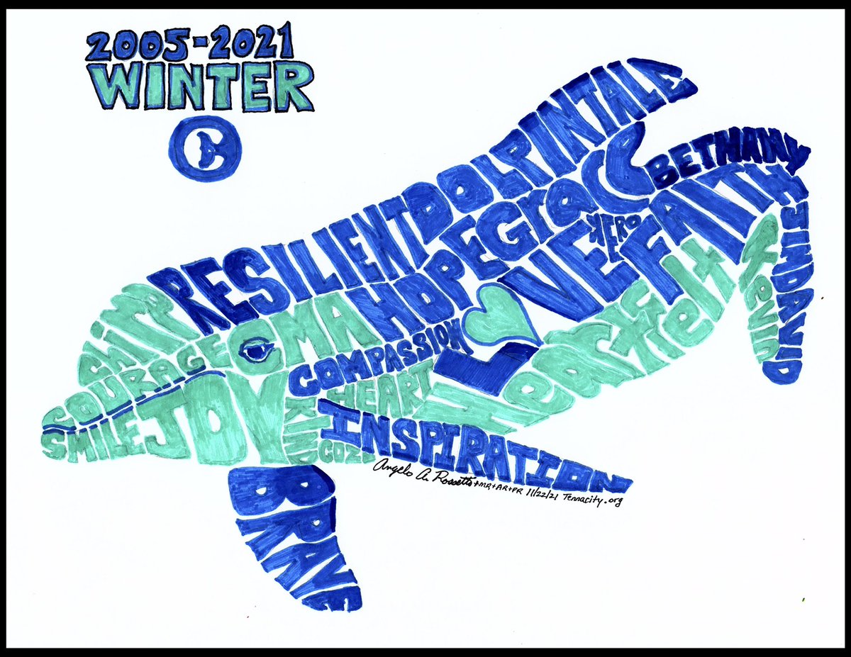 AngeloARossetti's tweet photo. @CoziZuehlsdorff Swim in peace Winter 🐬. Cozi, this word art drawing has no lines but 24 words to immortalize Winter. The world is a better place because a truly inspirational dolphin overcame all odds to create a story that will inspire children &amp; adults forever. heartbroken 💔 https://t.co/itxu6tGNuQ