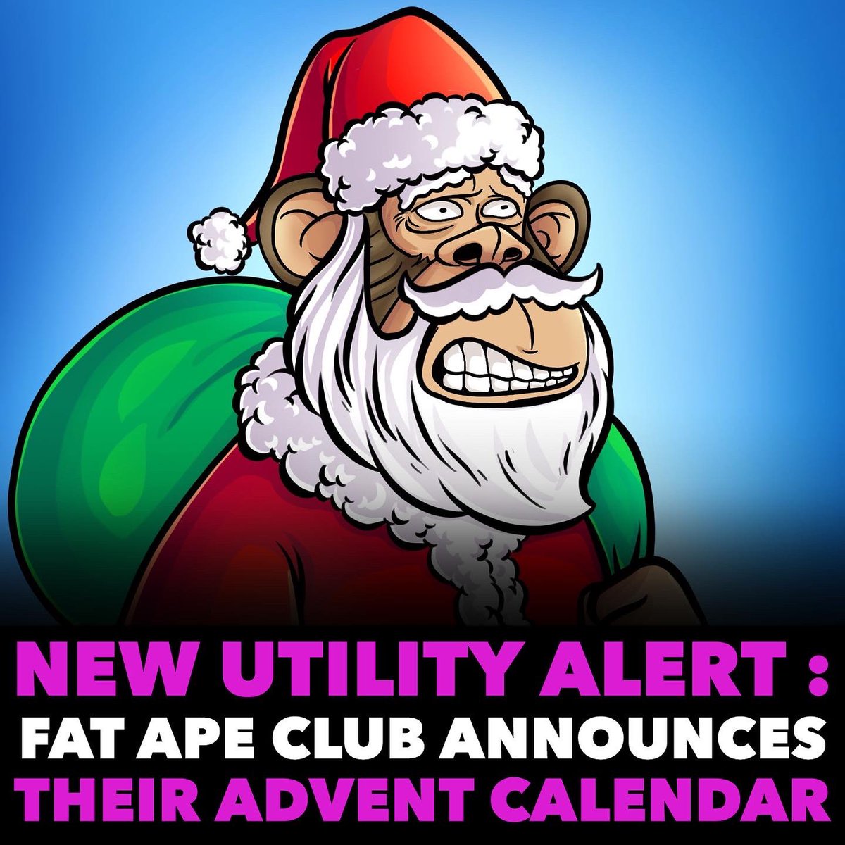 fatapeclub's tweet photo. The Fat Ape Club is proud to announce its advent calendar, with real-life daily giveaways starting on December 1st and leading to December 25th.
Different prizes will be awarded daily among Fat Ape holders, from giftcards to brand new iPhones. 🦍🚀

APES TOGETHER STRONG https://t.co/DfCUQkOFJD