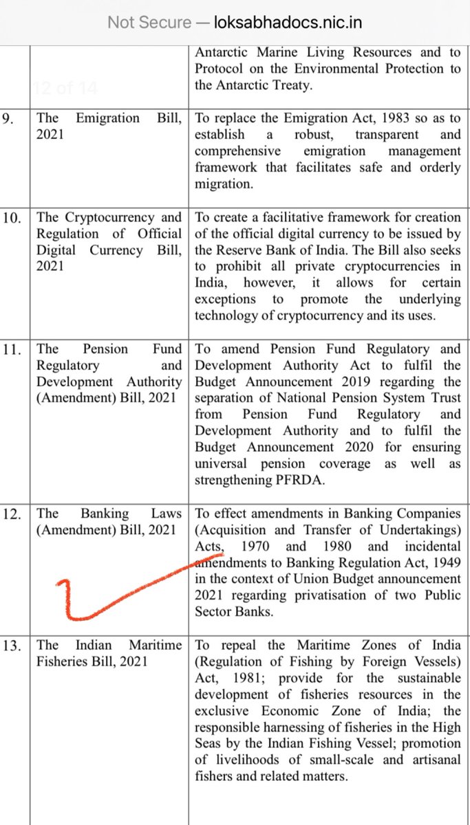 idesibanda's tweet photo. The Banking Laws (Amendment) Bill 2021 to tabled in #WinterSession

Yes the Bill for Privatization of PSBs. https://t.co/oPIeOZrkQz