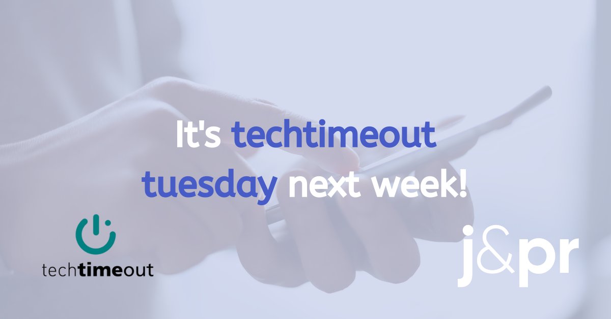 JandPR's tweet image. Next week, we'll be taking part in our second @techtime_out tuesday! 📱

This annual event encourages businesses to take some much needed time away from their screens! 🖥️

If your business is in need of a #techtimeout, you can sign up here 👇
bit.ly/3feGDzE