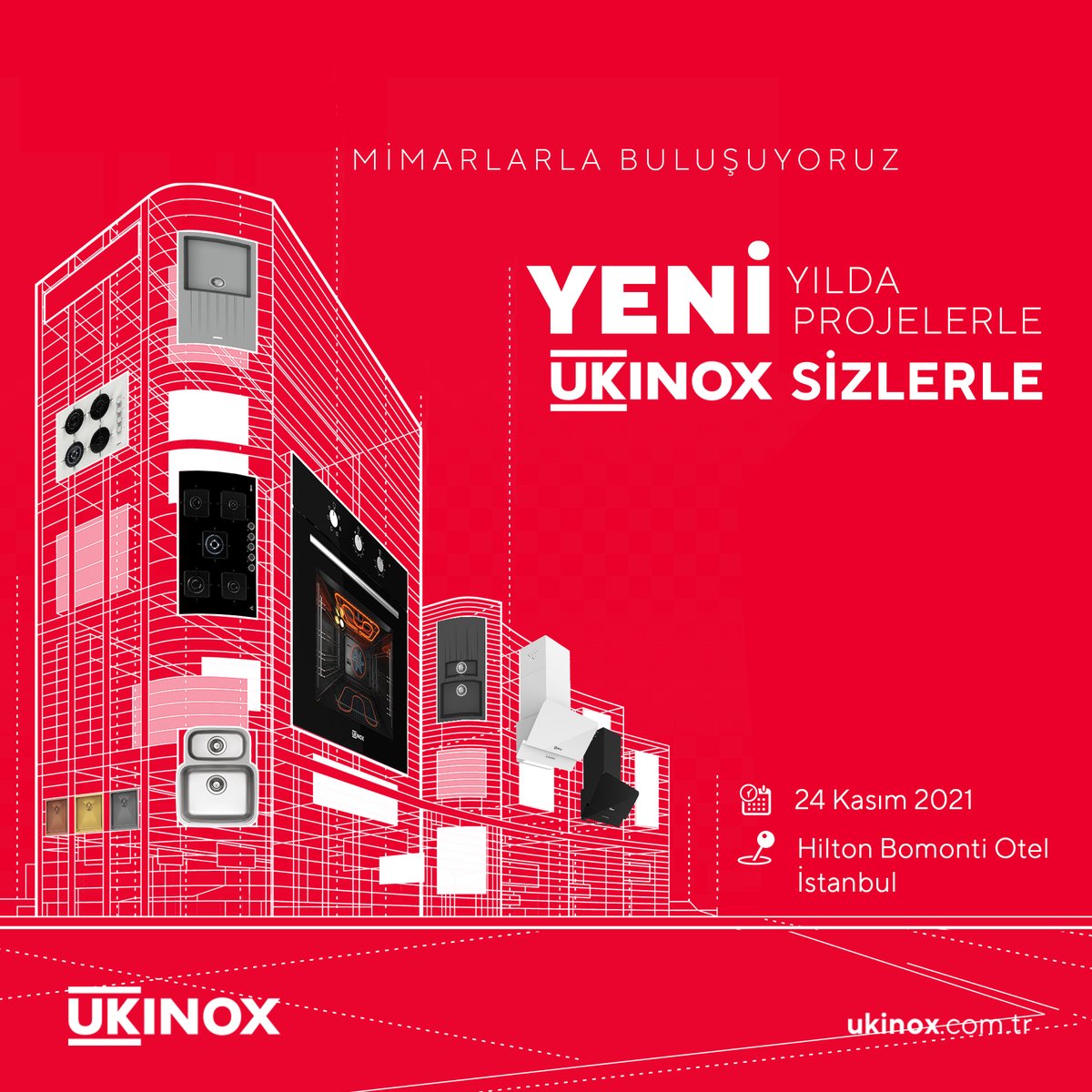 Ukinox mimarlarla buluşuyor, yeni yılda yeni projelerle sizlerle oluyor! Değerli mimar katılımcılarımızla gerçekleşecek olan toplantımız 24 Kasım 2021 tarihinde, İstanbul Hilton Bomonti Otel'de!
#ukinox #mimariproje #mimartoplantısı #2022projeler #proje #ankastreset