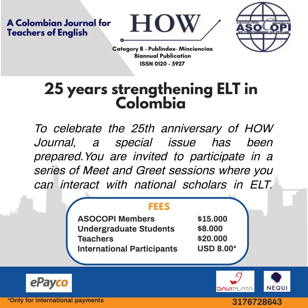 ASOCOPI's tweet photo. You are invited to join our last Meet and Greet session 2021 with professors Melba Cárdenas and Amparo Clavijo.🤩
🖥️ Session 5: Thursday, December 2nd 5:00pm
#ASOCOPI #HOWJournal https://t.co/lc6MpOR71Q
