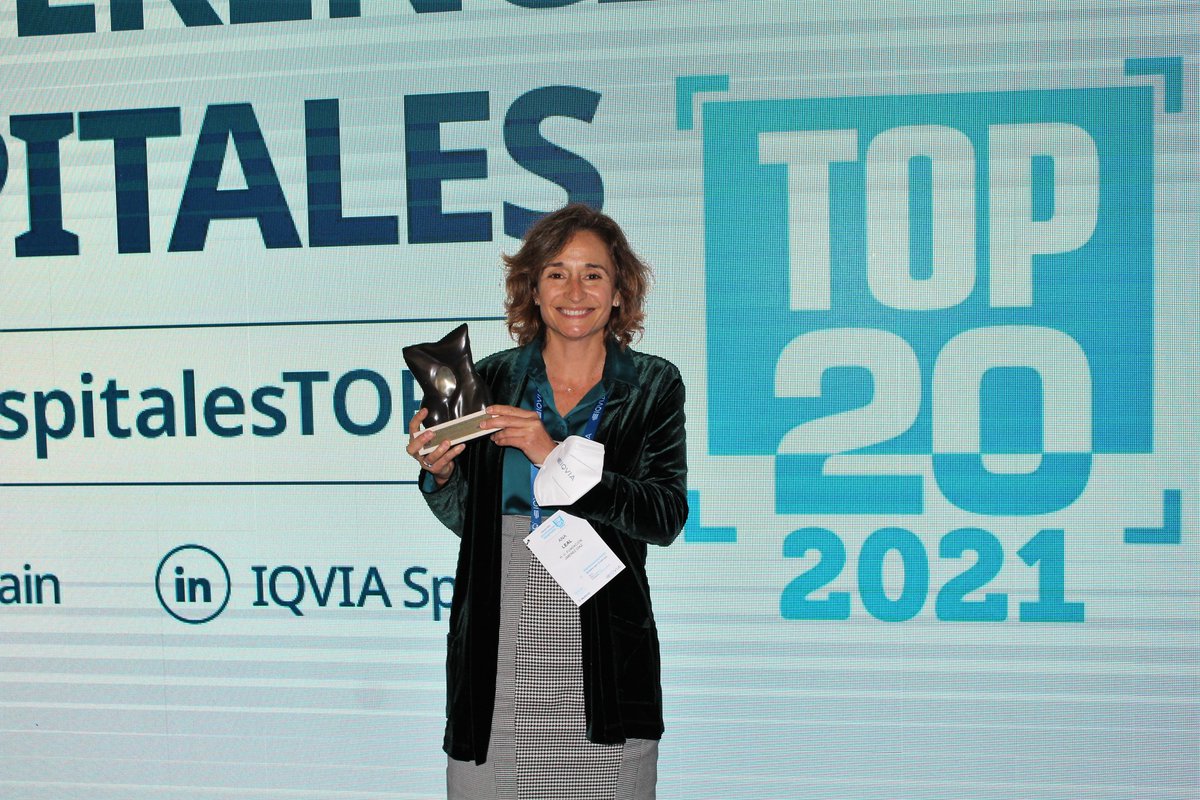Hemos sido galardonados en los premios #IQVIAHospitalesTOP20, entregados por <a href="/IQVIA_Spain/">IQVIA Spain</a>, en las áreas de Cardiología, Digestivo, Músculo-esquelético y en Gestión Hospitalaria Global. La Dra. Ana Leal, subdirectora médica de nuestro hospital, ha recogido los galardones