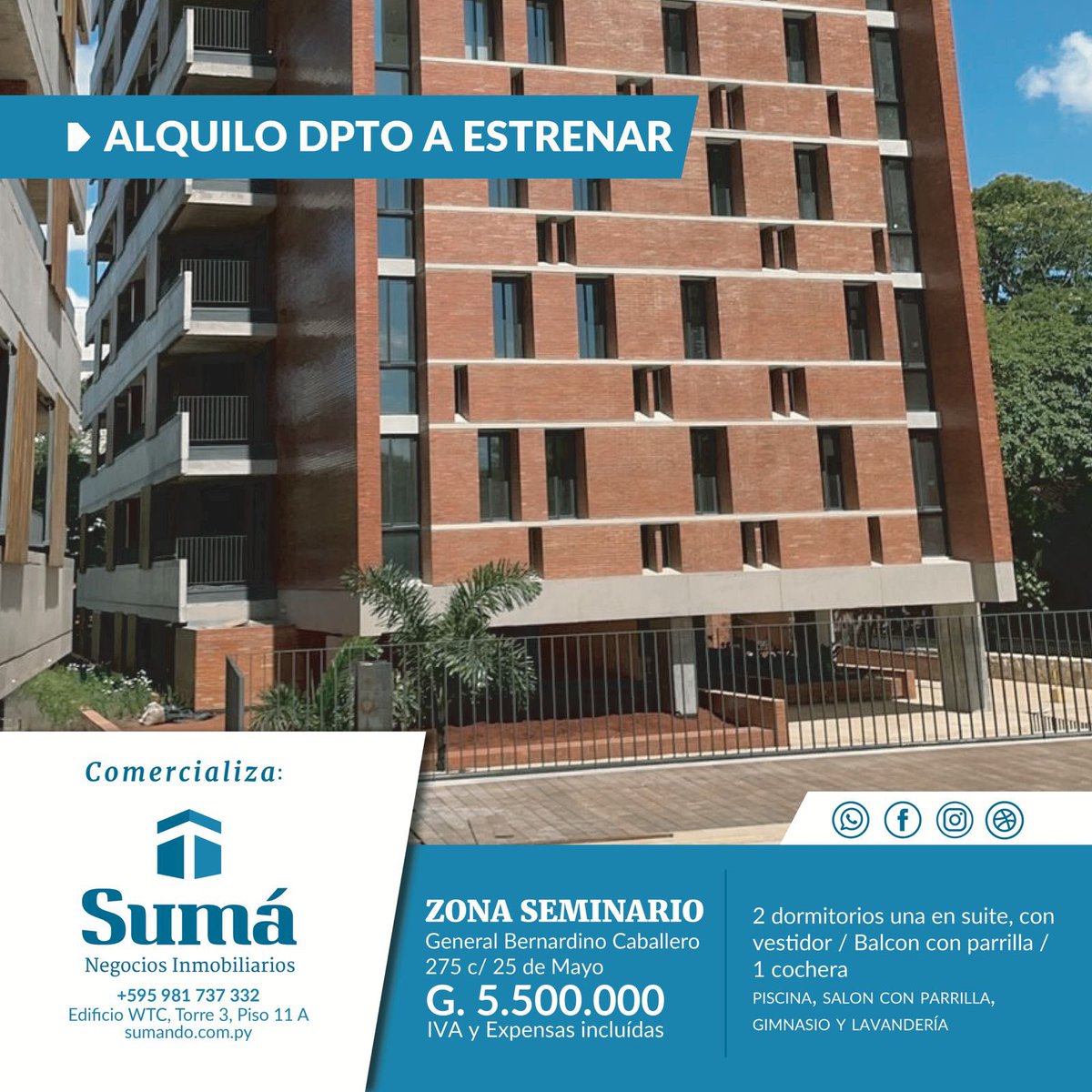 sumaparaguay's tweet photo. ALQUILO EDIFICIO BERNARDINO 📍 depto nuevo a estrenar, un sueño 🤩 #alquiler #asuncion #paraguay #realestate 🏡 https://t.co/cANyE4wpB4
