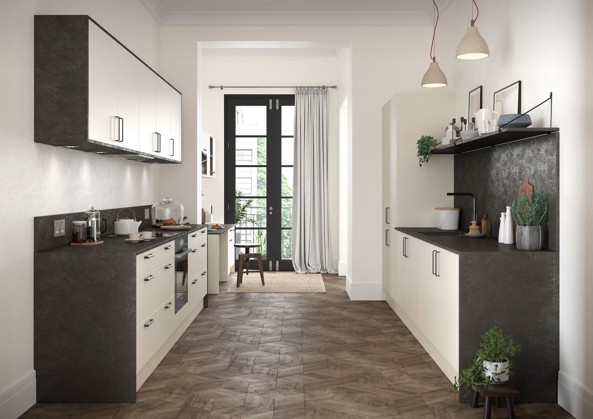 Simple, yet super stylish. This galley kitchen is the perfect way to colour contrast the light and dark and bring the element of the kitchen together. #kitchendesign