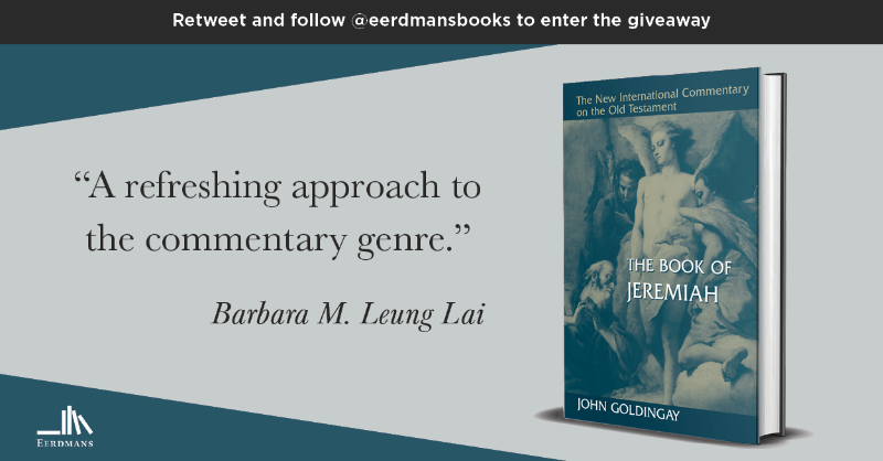 eerdmansbooks's tweet photo. Book #giveaway: "The Book of Jeremiah" by John Goldingay—the newest volume in The New International Commentary on the Old Testament (#NICOT).

RT &amp; follow to enter. Winner receives a #free copy.

Ends 12/1 at 1pm ET. US, Canada, &amp; Europe only.