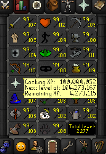 OgRockstar's tweet photo. Not really a huge accomplishment, but I cleared past 100m Cooking, going to be stopping here for awhile, but i'll finish off 200m sometime soon :) #OSVets #Maxed #OldschoolRunescape #OSRS https://t.co/VBJte2PK2k