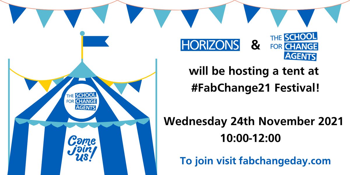 We're excited to be hosting a tent at #FabChange21 Festival tomorrow (Weds 24 Nov), 10am to 12pm!

Join us to find out more about #S4CA and resourcefulness (the topic of the second module).

All welcome! All info is here: fabchangeday.com 
See you there! 🥳🎉

<a href="/FabNHSStuff/">AcademyOfFabStuff</a>