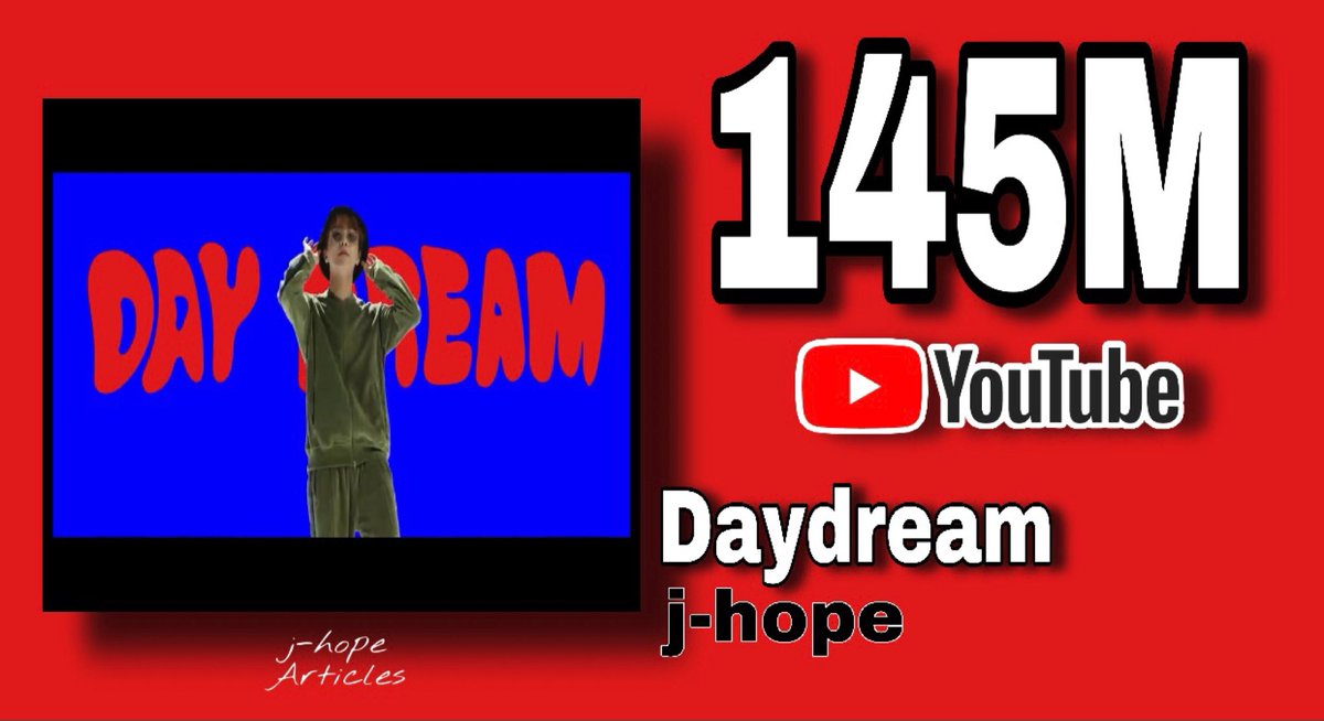 hobipaloozaFB's tweet photo. #jhopeArticles 🐿📰 

Daydream has reached 145M views on YouTube. 

Playlists
🔶https://t.co/5u8ad6juUx
🔶https://t.co/MgOmaKtnEz
🔶https://t.co/IdZecjj769

Goal: 150M. Keep it up, let’s get a new milestone
#DaydreamTo150M #jhope #제이홉 #���ソク #ジェイホープ https://t.co/7X0h8JBLli