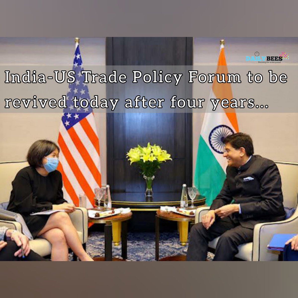 DailyBees1's tweet photo. India and US will re-launch the Trade Policy Forum to resolve trade and investment issues between two countries, after four years. #India- #US #TradePolicyForum has five focus groups -agriculture, investment, innovation and creativity, services, and tariffs & non-tariff barriers. https://t.co/32w8ZBQ6YW