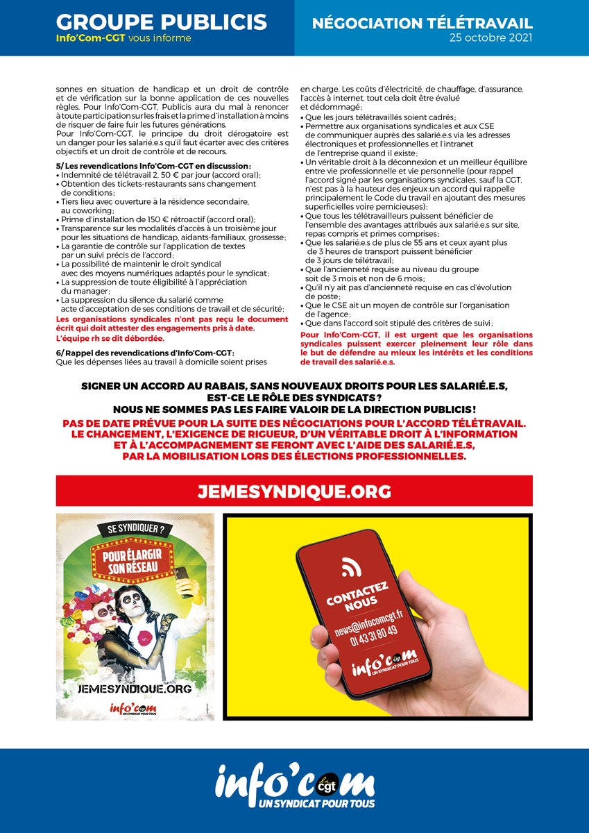 CGTPublicis's tweet photo. #GroupePublicis #Négociation #Teletravail #25oct2021
TRISTE CONSTAT APRÈS DES MOIS DE RÉUNIONS !
https://t.co/l3IlNQf3E0 https://t.co/upXWB2AVUx