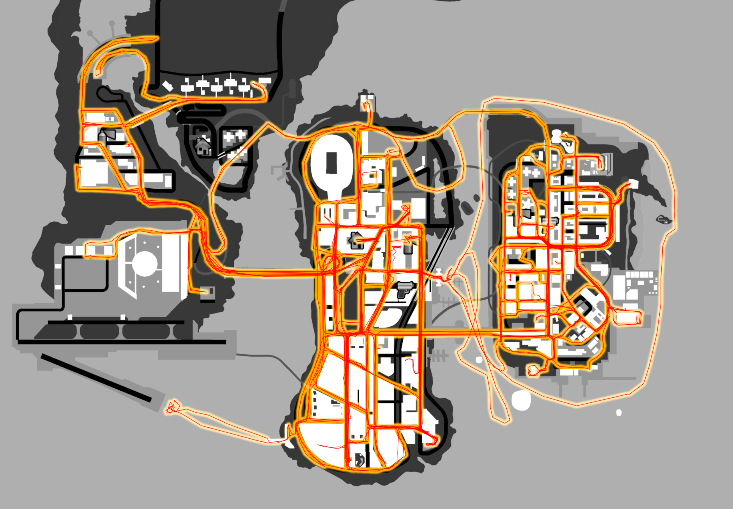 whatever57010 on X: GTA III Heat map for only the story missions (the  previous was missing S.A.M. 🤦‍♂️🤦‍♂️)  / X