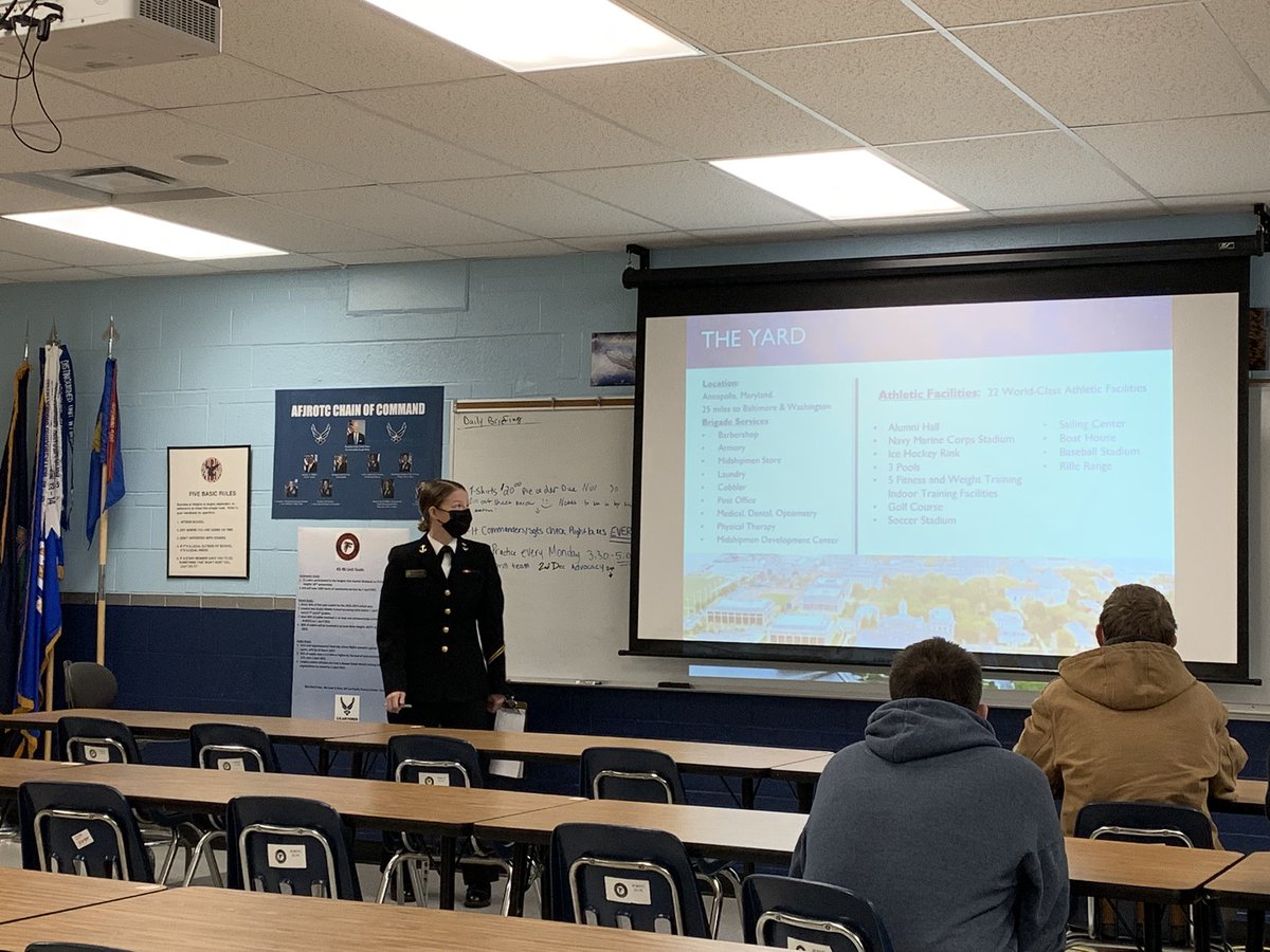 wh_afjrotc's tweet photo. Midshipman Weir from the US Naval Academy visit with cadets today on life at the Academy https://t.co/jN7eksIXE6