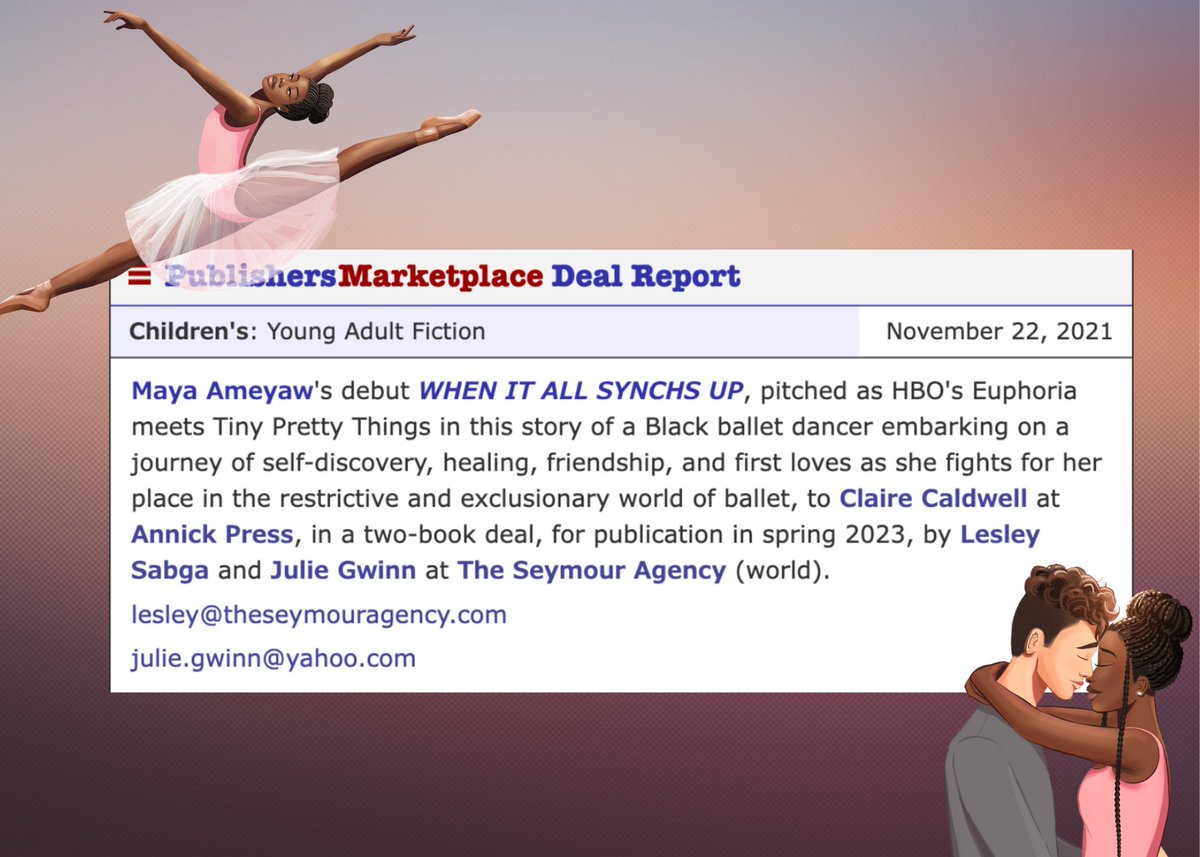 The book of my heart, WHEN IT ALL SYNCHS UP is going to be PUBLISHED!!! 😭 It'll be out in 2023 along with a second book in 2024! So excited for you all to meet Aisha on her journey towards healing from trauma and discovering the value of accepting love and support 🩰💕