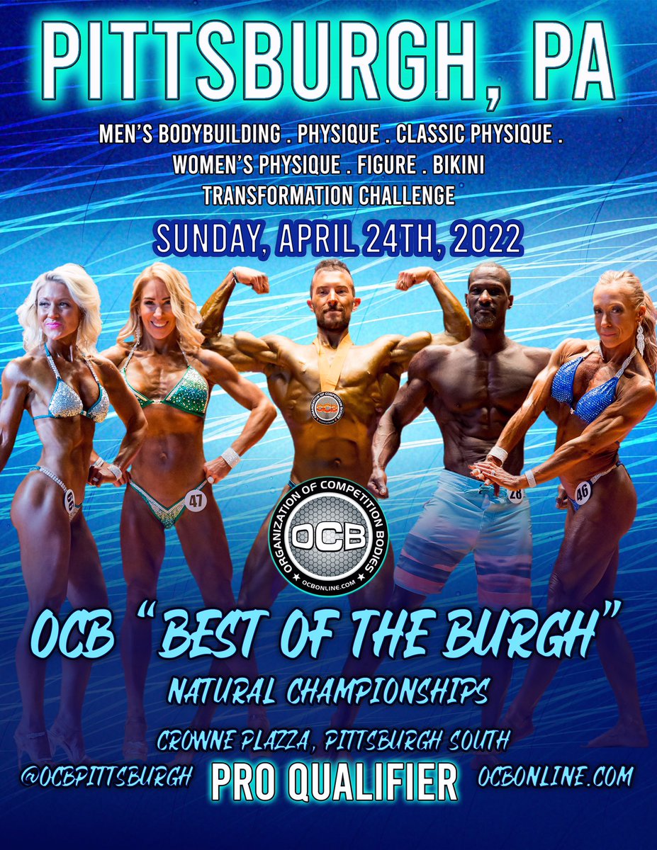 SonshineFitness's tweet image. 💪REGISTRATION IS OPEN‼️This show is great for NEW and EXPERIENCED athletes!
#22WEEKSOUT 
.
➡️ FOLLOW @ocbpittsburgh 
✔️OCB pro qualifier 

ENTER HERE: 
 ttps://ocbonline.com/events/eventinfo.php?event=MzU3&amp;amp;eventinfo=OCB042422PA

#ocb #proqualifier #ocbpittsburgh #bestoftheburgh
