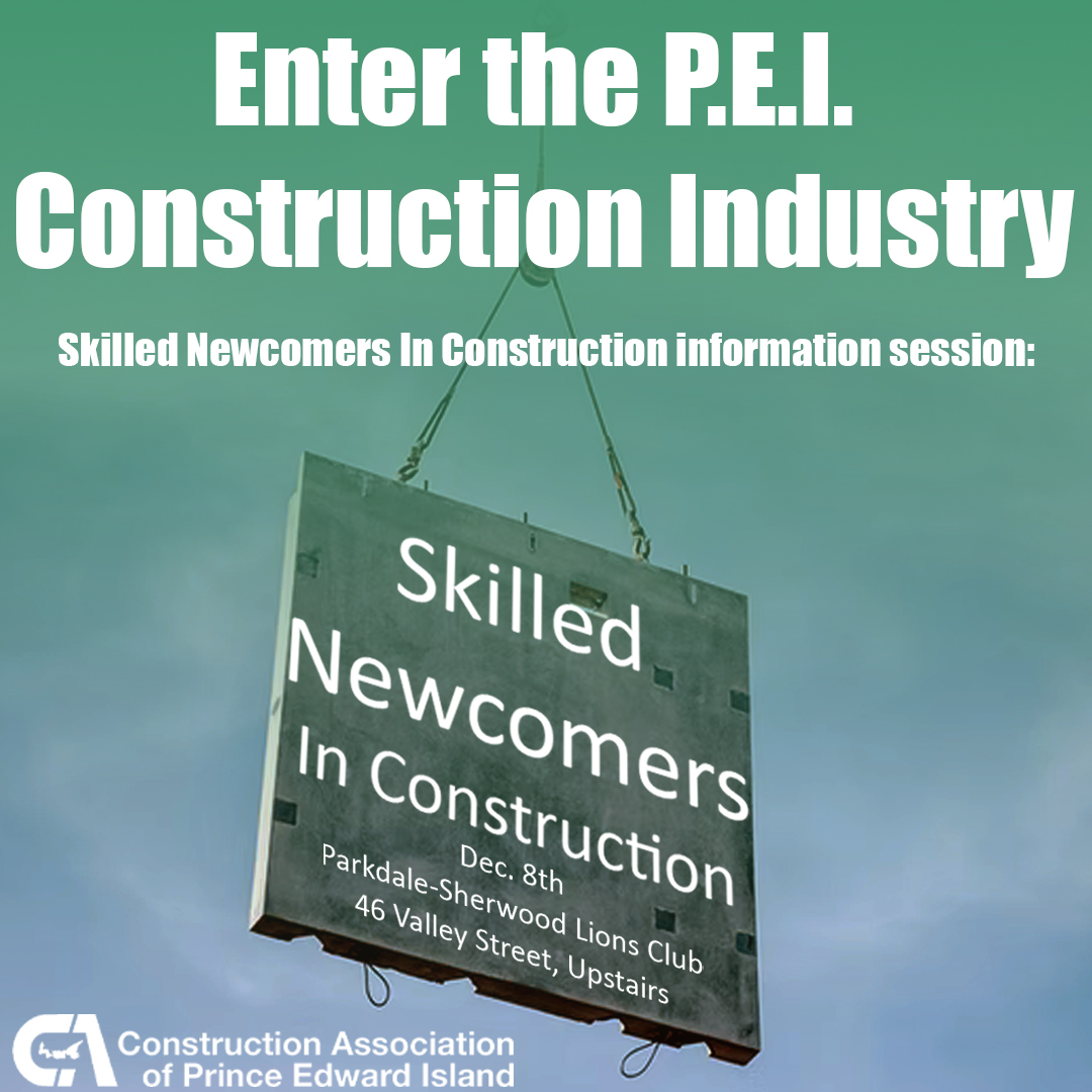 CAPEI's Skilled Newcomers In Construction program will be starting up again soon!  Come to our information session to learn more:  Dec. 8th at the Parkdale-Sherwood Lions Club, 46 Valley Street, upstairs.
