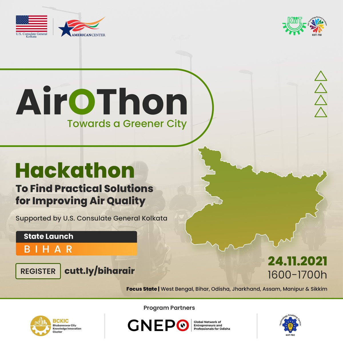 KIIT_TBI's tweet photo. #StateLaunch
Join us tomorrow for the Bihar state launch of AirOThon to understand the format and application details. Register yourself https://t.co/iaJ1I5SMhp
Following #COP26, the #hackathon gives you a great platform to showcase your solution at the National level. https://t.co/wNryPuExk4