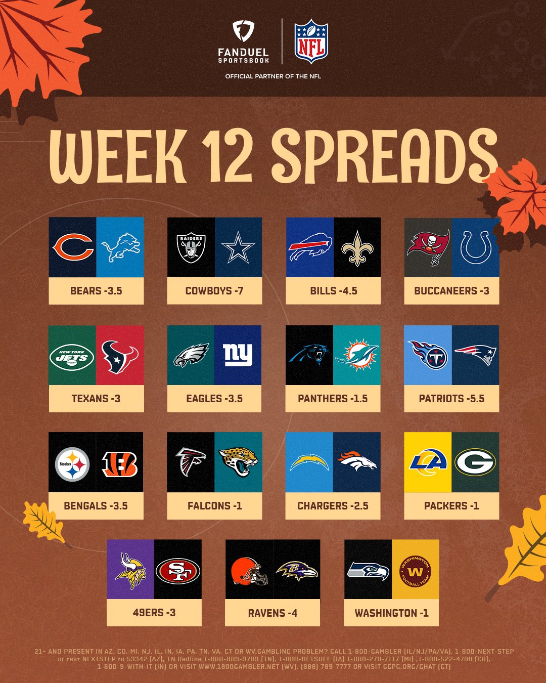 spreads week 12