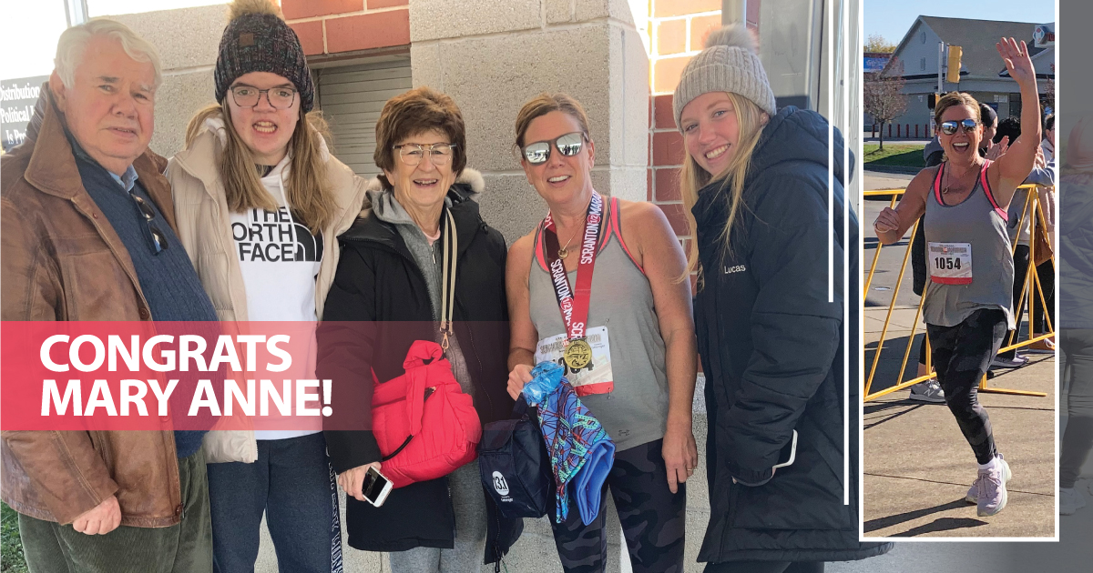 OMalleyLangan's tweet photo. Congratulations to Attorney Mary Anne Lucas on finishing her 5th half marathon, the recent 8th edition of the Scranton Half Marathon Run, in 2:02:46 (her fastest time yet!). Everyone at O'Malley & Langan is super proud of her. Great job! #scrantonhalf #nepa #scranton https://t.co/3KCzUAkNzO
