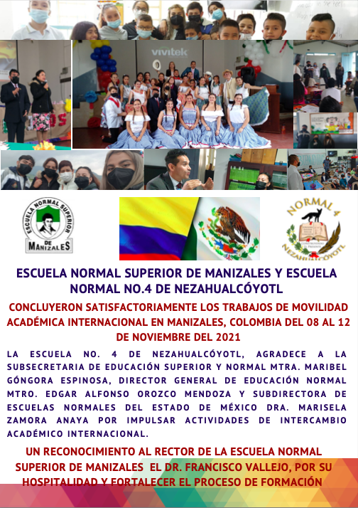 EscNormal4Neza's tweet photo. La Escuela Normal No. 4 de Nezahualcóyotl, agradece a la Subsecretaria de Educación Superior y Normal @MaribelGE10, Director General de Educación Normal @Edg4rOrozco y Subdirectora de Escuelas Normales  @MariselaZamor20 por impulsar actividades de intercambio académico. https://t.co/54qLygZ0Kx