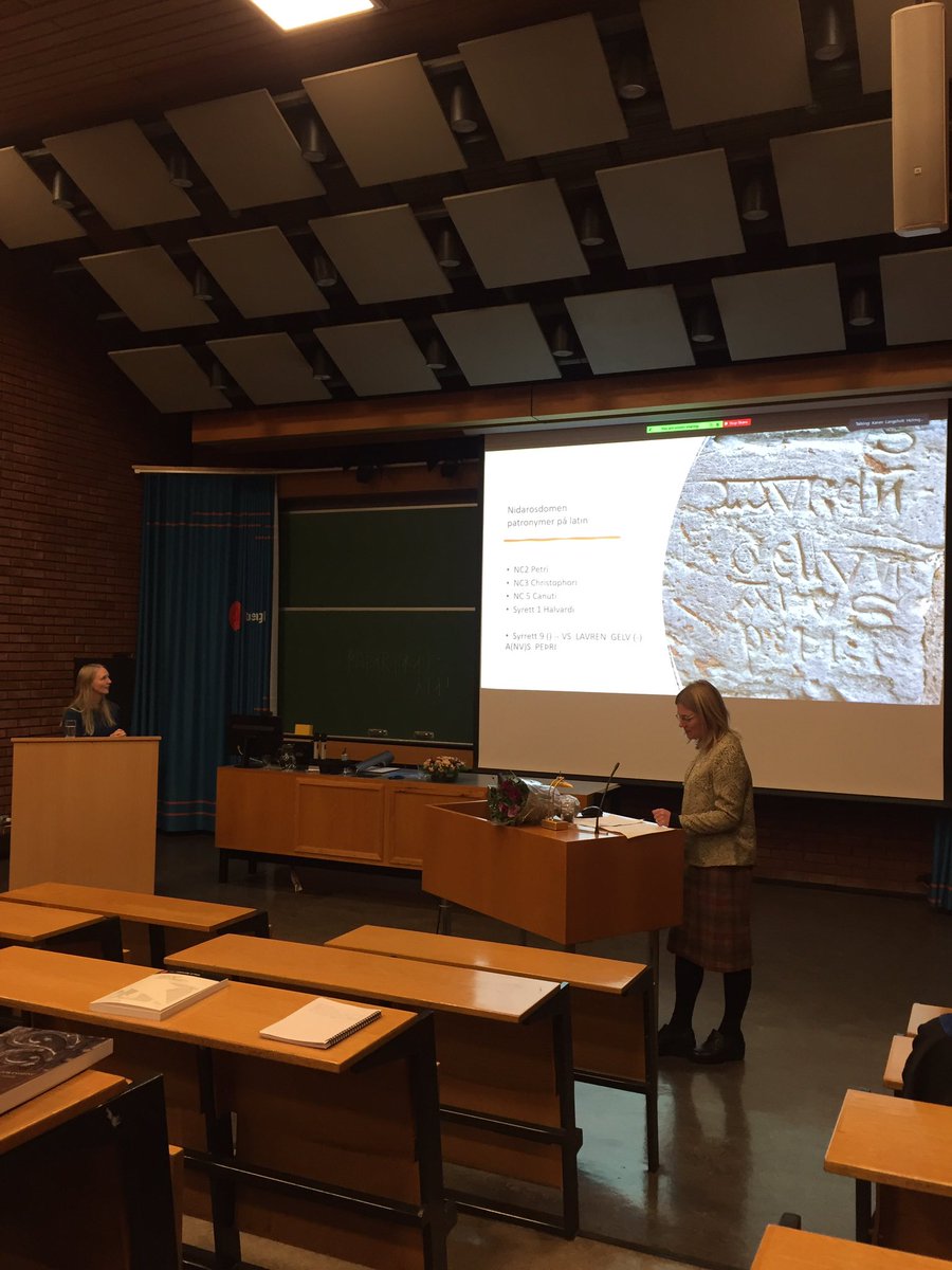 Kristel_Zilmer's tweet photo. Good #runological day. Karen Holmqvist has defended her PhD thesis, ‘The Carving Self. Portrayals of the Self in Medieval Textual Graffiti from Norway and Connected Territories’, with good discussion generated by reviewers Marco Bianchi, aka @jarlabanke &amp; Ragnhild Ljosland. https://t.co/9fFSVihWFp