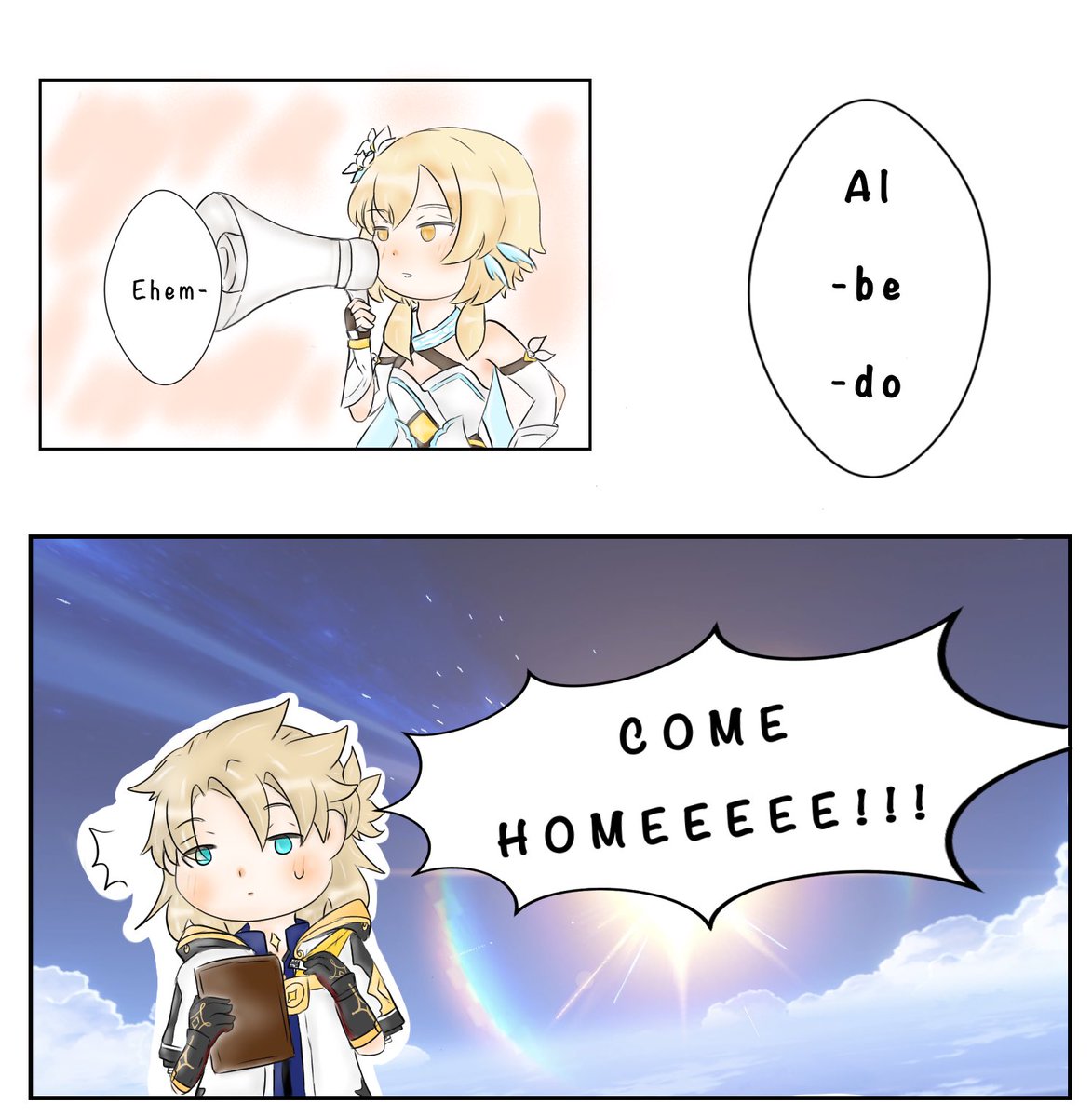 HannahThai1999's tweet photo. To ease the pain of waiting, here's a come-home-Albedo shout-outt

#Albedo #kreideprinz #chiefalchemist #lumine #albelumi #アルベド #アル蛍 #GenshinImapct #原神 https://t.co/WUk7CBASTx