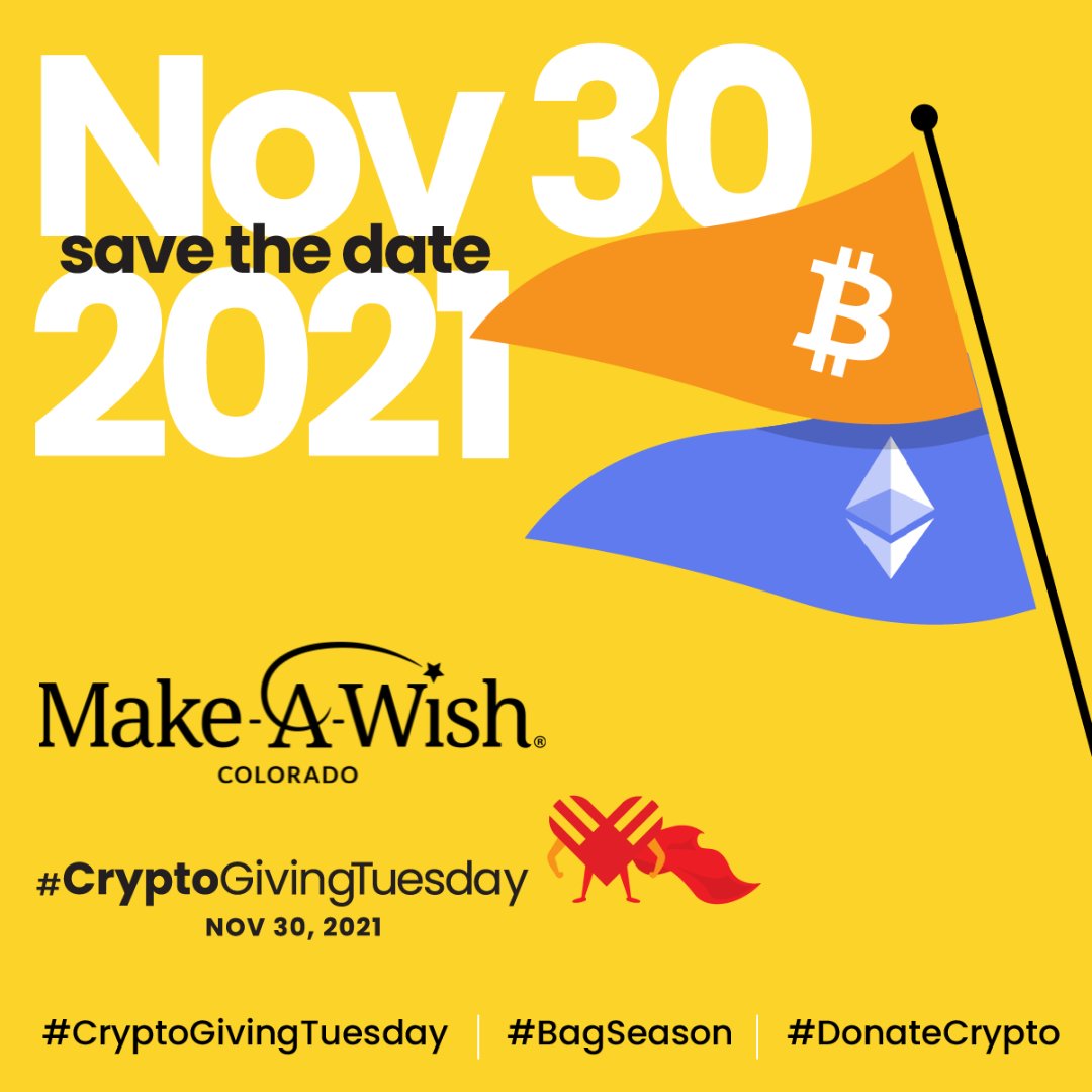 WishColorado's tweet photo. #CryptoGivingTuesday is in 1 week! Maximize your impact and improve the tax efficiency of your gift by choosing to #DonateCrypto to Make-A-Wish Colorado! We accept 40+ types of crypto through @TheGivingBlock. Learn more about how #cryptograntswishes at https://t.co/IAI4iPYJ35 https://t.co/ILDzcOdoFd