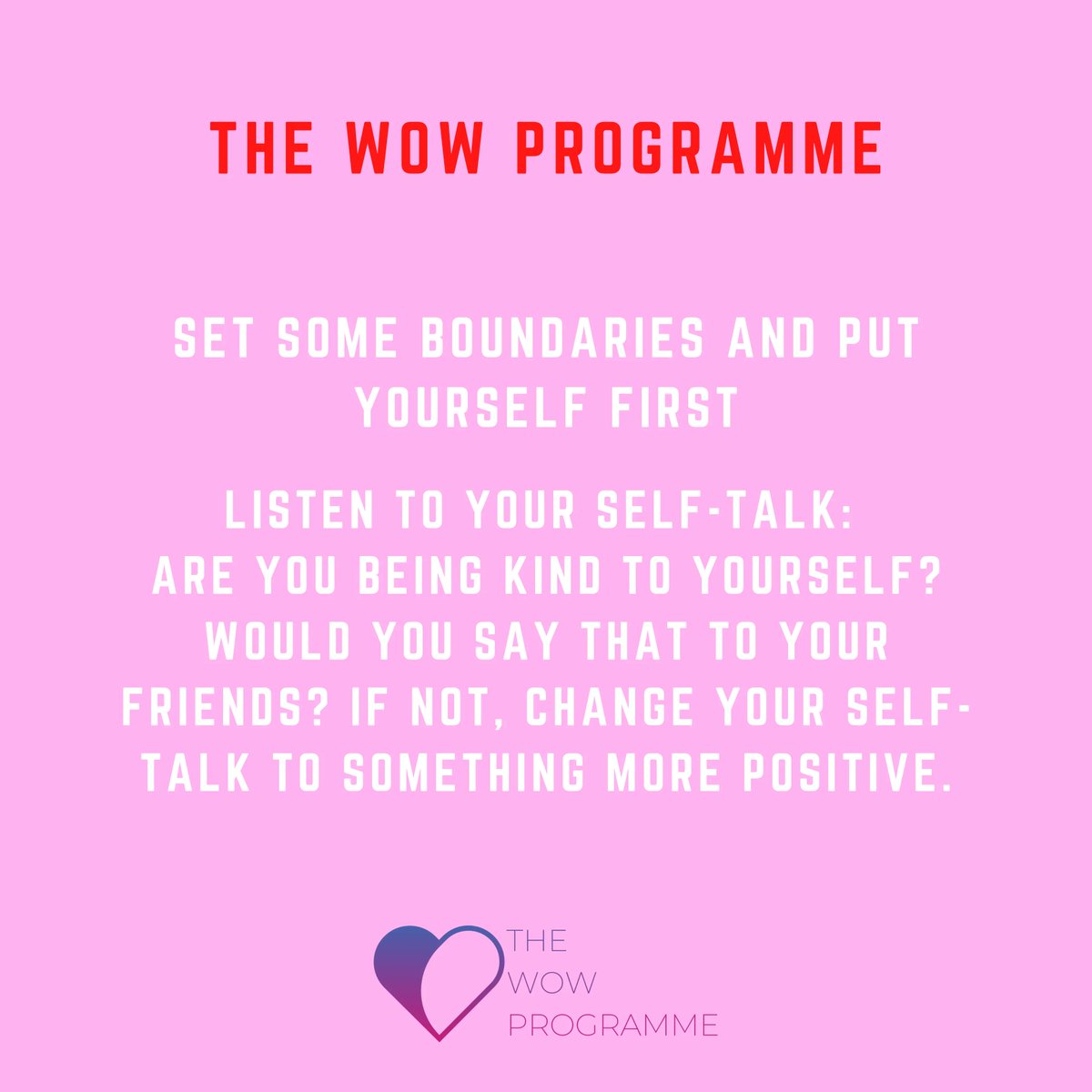 TheWOWProgramme's tweet photo. Some more ways to increase and improve your self-esteem and self-confidence. Ensure you're setting your boundaries when needed as this will make you feel like you're taking positive control over situations. https://t.co/EvJd2Fnu2N