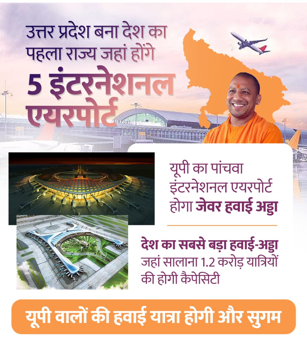 mygrowingbharat's tweet photo. #UP बना देश का पहला राज्य जहां होंगे 5 #InternationalAirport !
@myogiadityanath @BJP4UP 

#UDANUtsav https://t.co/1tQBKrRDms
