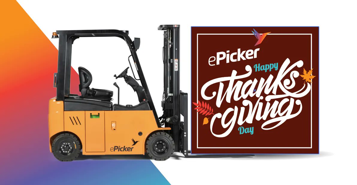 ePickerLifts's tweet image. We’re so thankful for the opportunity to serve your operations with solutions that help get the job done. From everyone at ePicker, we wish you and your family a very Happy Thanksgiving! We will be closed today and tomorrow for the holiday. #ePicker #Thanksgiving