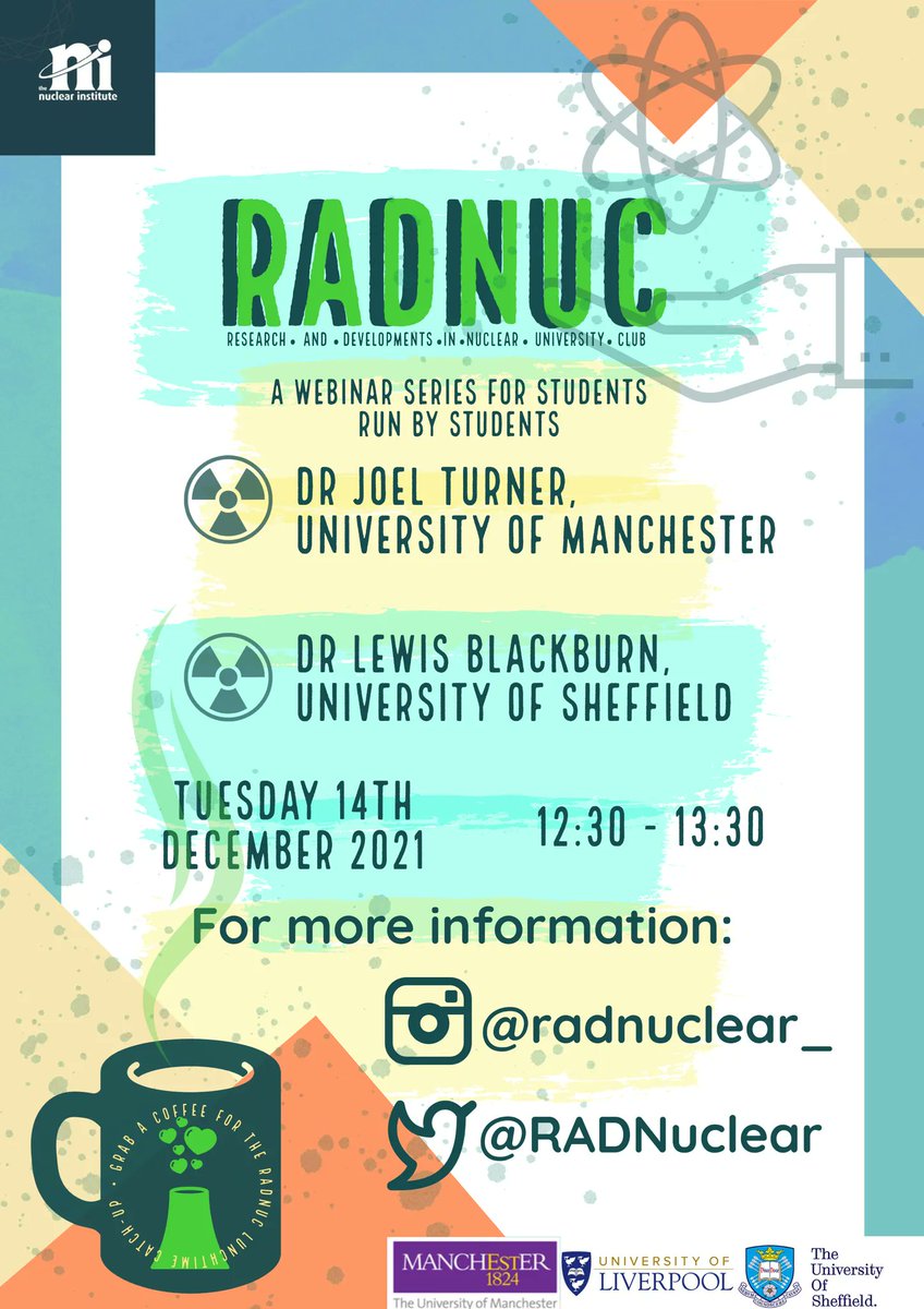 I can finally announce one of the outreach projects I've been working on! 👩🏼‍🔬☢️ If you're interested in nuclear research, we will be hosting a webinar on just that! Head over to <a href="/RADNuclear/">RADNUC</a> to find out more! Our first webinar will have talks covering new nuclear fuels &amp; waste!