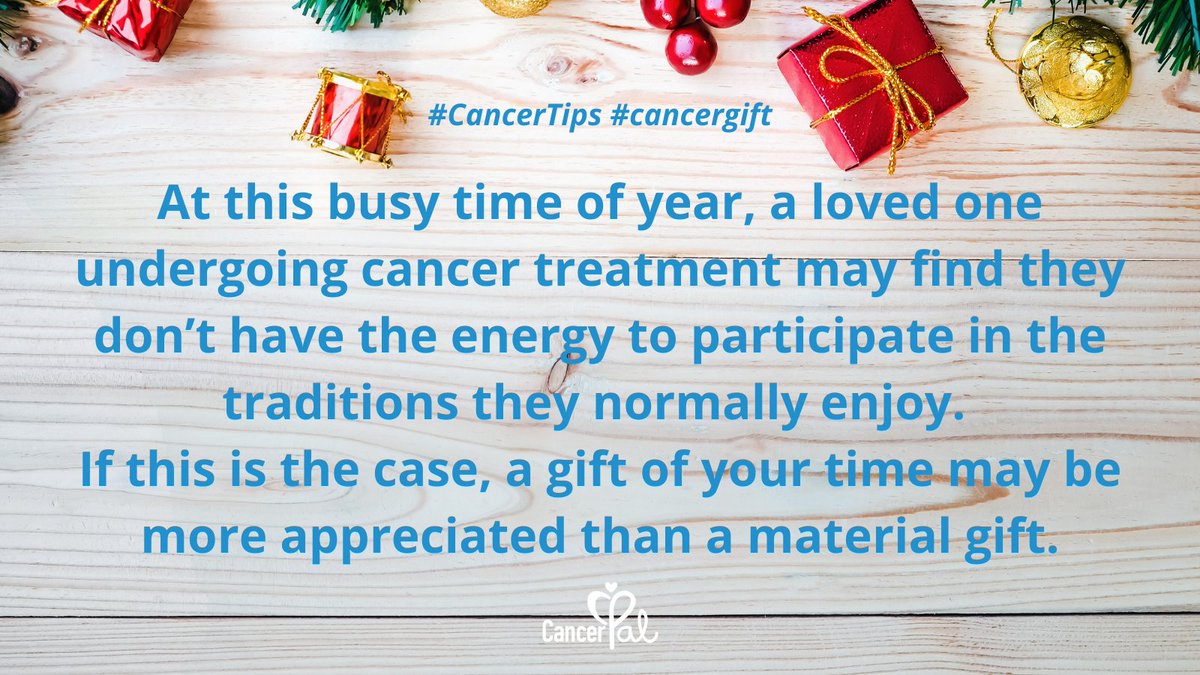 Cancer_Pal's tweet photo. We have put together some useful gift guides on our website of what to give someone with cancer. However, we would say that the most important gift of all is time.
https://t.co/FuMZA3scZI
#cancertip #christmaswithcancer #cancerchristmas #christmas2021 https://t.co/dDh5qisFyM
